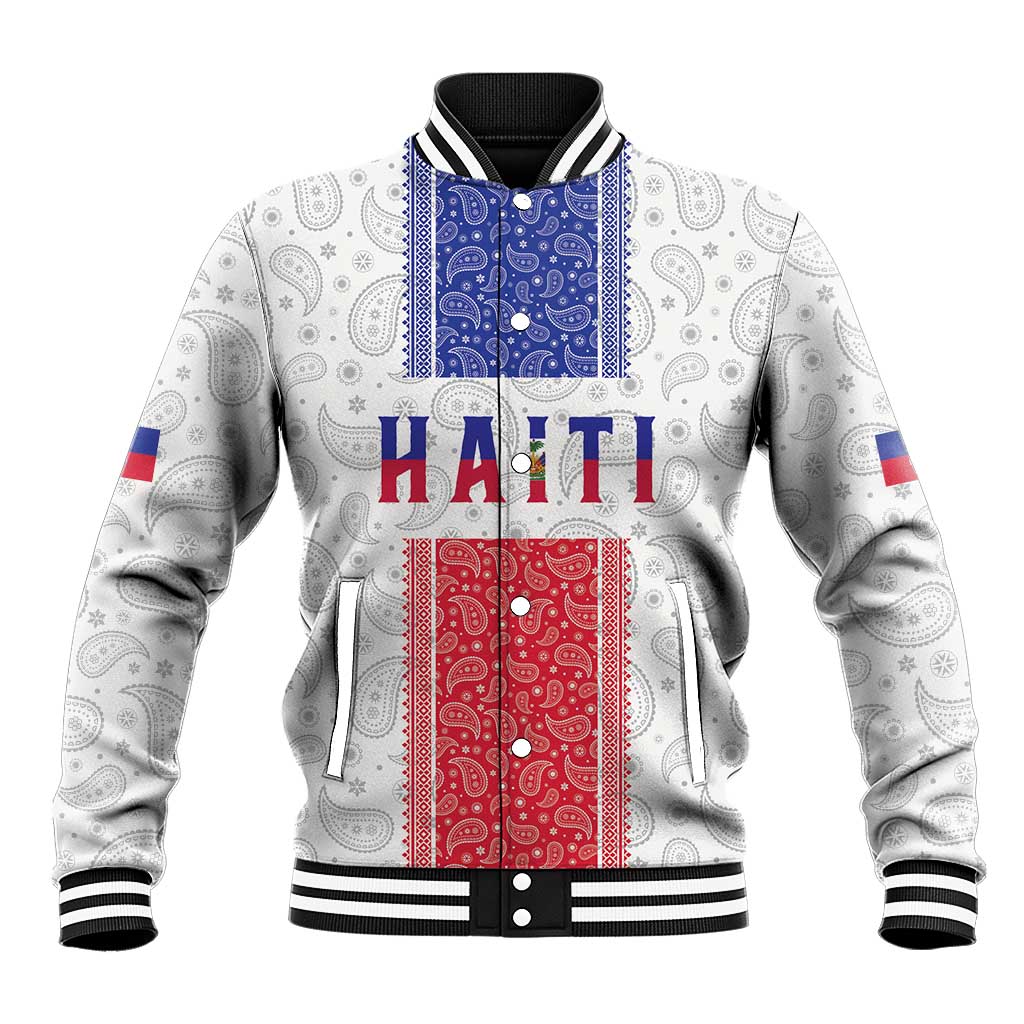 Custom Afro-Haitians Football Baseball Jacket Paisley Flag Pattern Design - African Pride