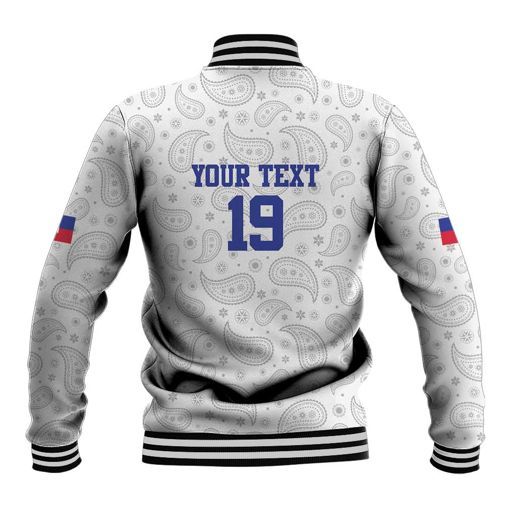 Custom Afro-Haitians Football Baseball Jacket Paisley Flag Pattern Design - African Pride