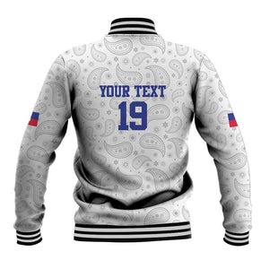 Custom Afro-Haitians Football Baseball Jacket Paisley Flag Pattern Design - African Pride