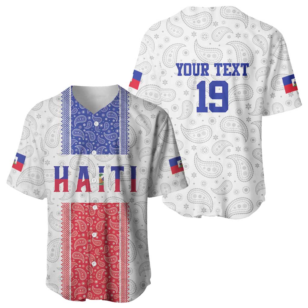 Custom Afro-Haitians Football Baseball Jersey Paisley Flag Pattern Design LT19