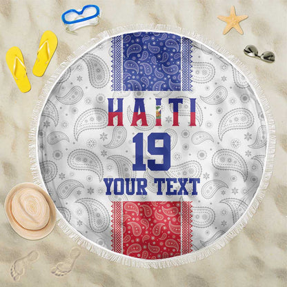 Custom Afro-Haitians Football Beach Blanket Paisley Flag Pattern Design - African Pride