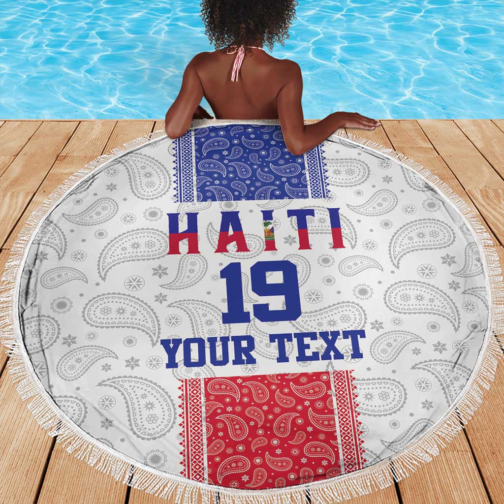 Custom Afro-Haitians Football Beach Blanket Paisley Flag Pattern Design - African Pride