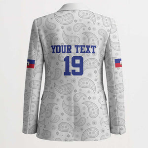 Custom Afro-Haitians Football Blazer Paisley Flag Pattern Design