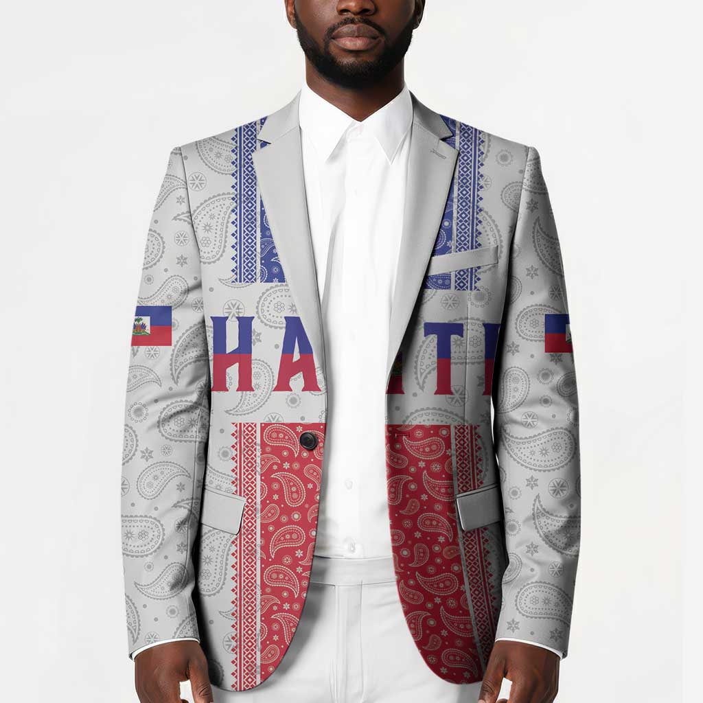 Custom Afro-Haitians Football Blazer Paisley Flag Pattern Design