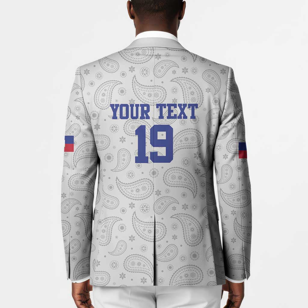 Custom Afro-Haitians Football Blazer Paisley Flag Pattern Design
