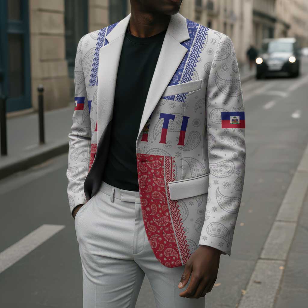 Custom Afro-Haitians Football Blazer Paisley Flag Pattern Design