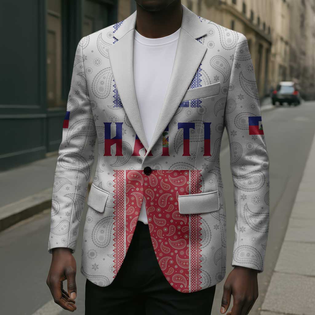 Custom Afro-Haitians Football Blazer Paisley Flag Pattern Design