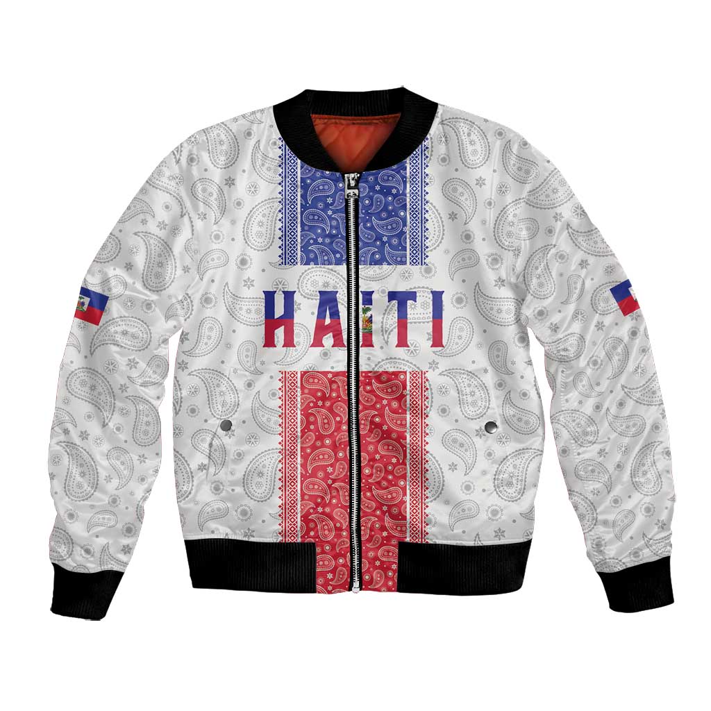 Custom Afro-Haitians Football Bomber Jacket Paisley Flag Pattern Design - African Pride