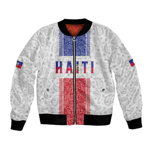 Custom Afro-Haitians Football Bomber Jacket Paisley Flag Pattern Design - African Pride