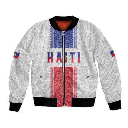 Custom Afro-Haitians Football Bomber Jacket Paisley Flag Pattern Design - African Pride