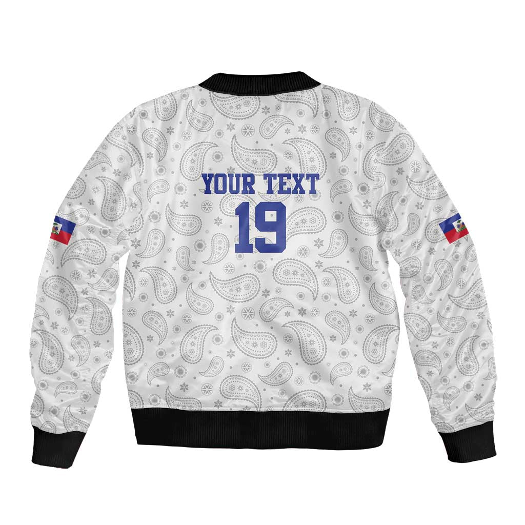 Custom Afro-Haitians Football Bomber Jacket Paisley Flag Pattern Design - African Pride
