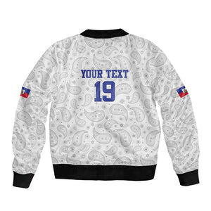Custom Afro-Haitians Football Bomber Jacket Paisley Flag Pattern Design - African Pride