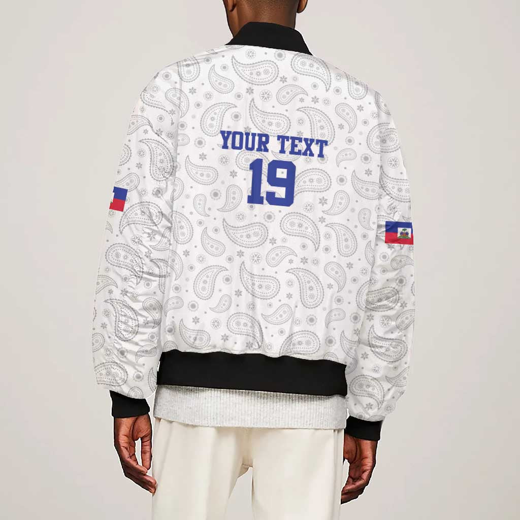 Custom Afro-Haitians Football Bomber Jacket Paisley Flag Pattern Design - African Pride
