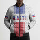 Custom Afro-Haitians Football Bomber Puffer Jacket Paisley Flag Pattern Design