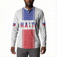 Custom Afro-Haitians Football Button Sweatshirt Paisley Flag Pattern Design