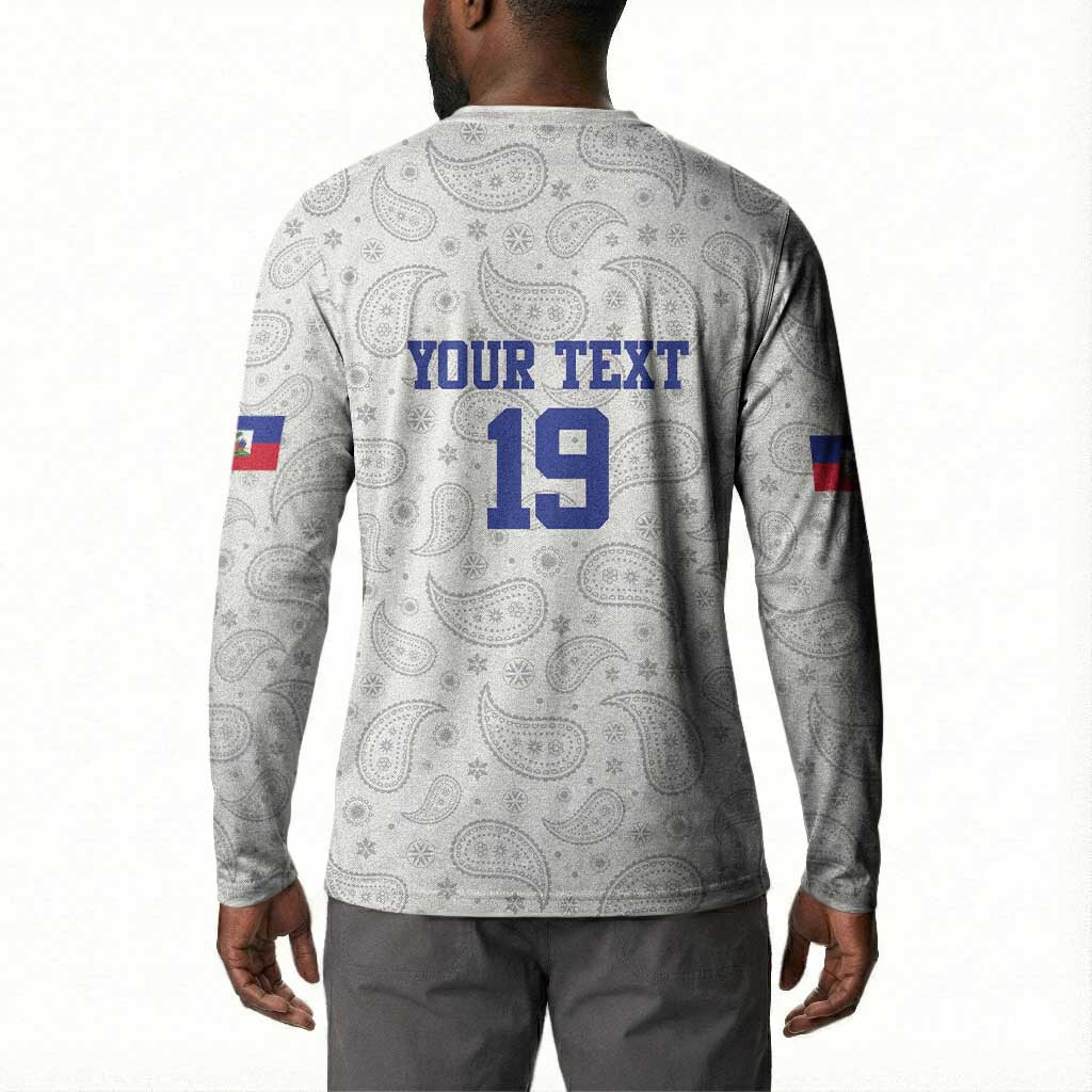 Custom Afro-Haitians Football Button Sweatshirt Paisley Flag Pattern Design