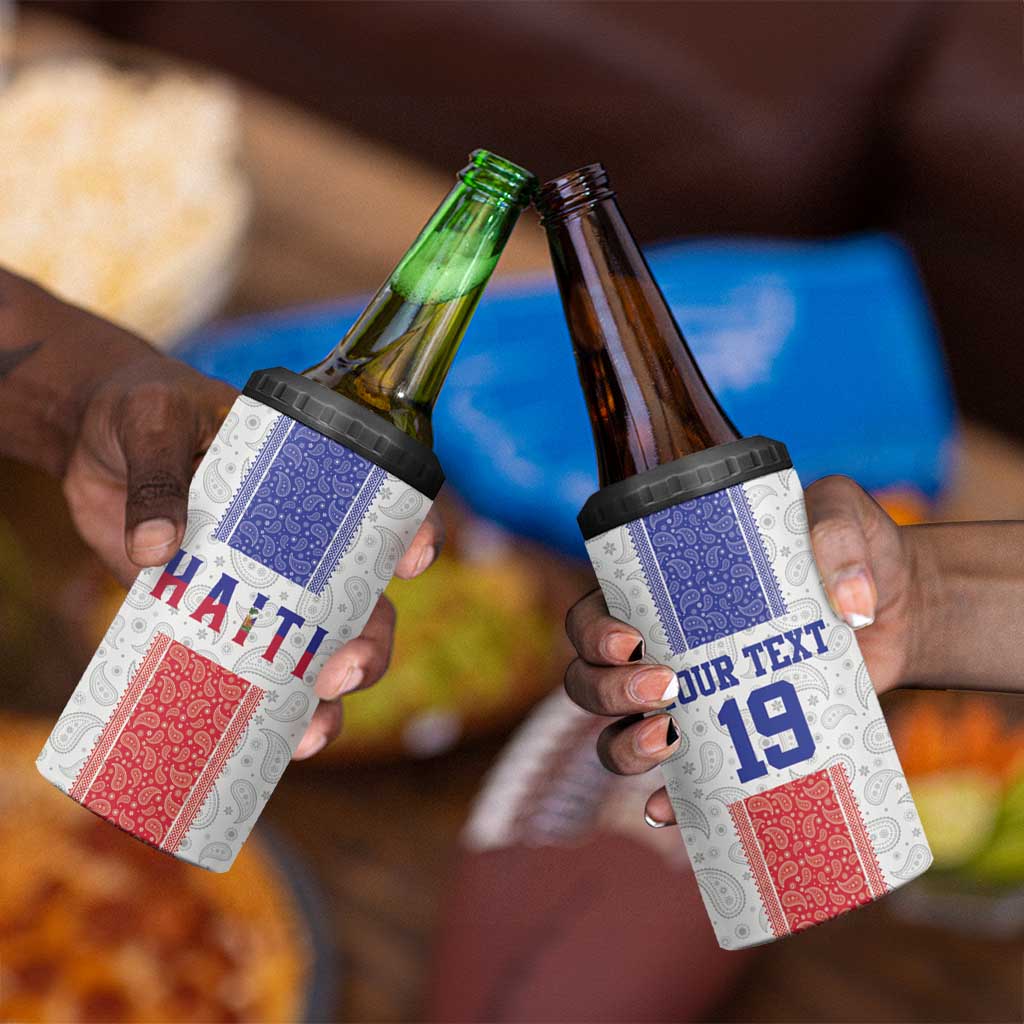 Custom Afro-Haitians Football 4 in 1 Can Cooler Tumbler Paisley Flag Pattern Design - African Pride