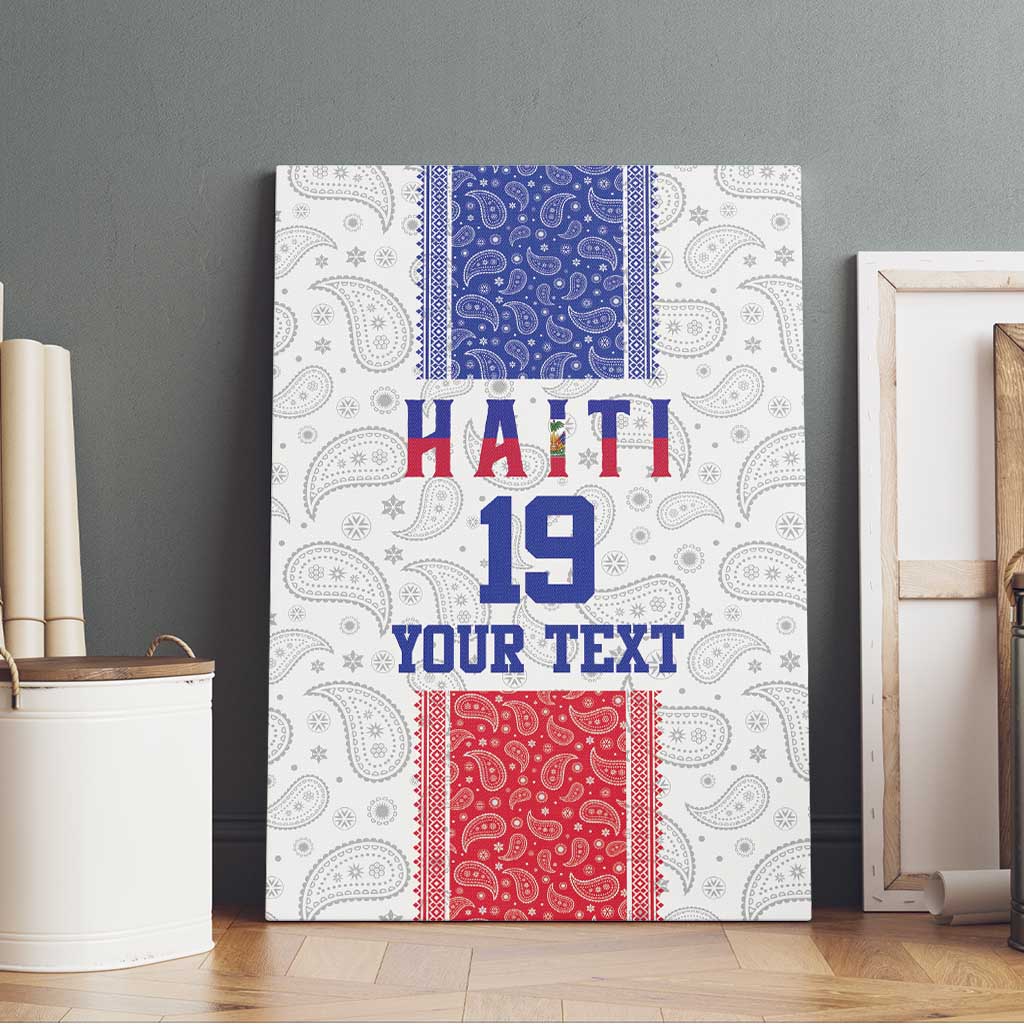 Custom Afro-Haitians Football Canvas Wall Art Paisley Flag Pattern Design - African Pride
