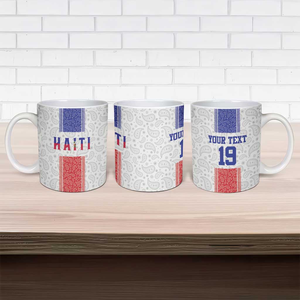 Custom Afro-Haitians Football Ceramic Mug Paisley Flag Pattern Design