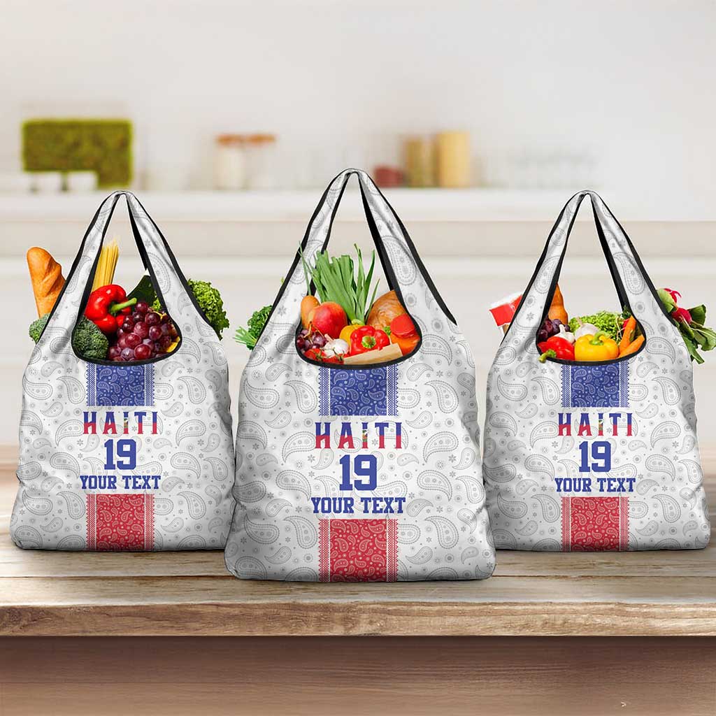 Custom Afro-Haitians Football Grocery Bag Paisley Flag Pattern Design - African Pride