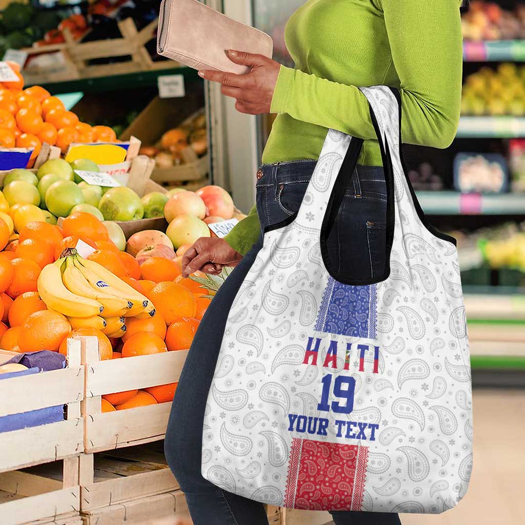 Custom Afro-Haitians Football Grocery Bag Paisley Flag Pattern Design - African Pride