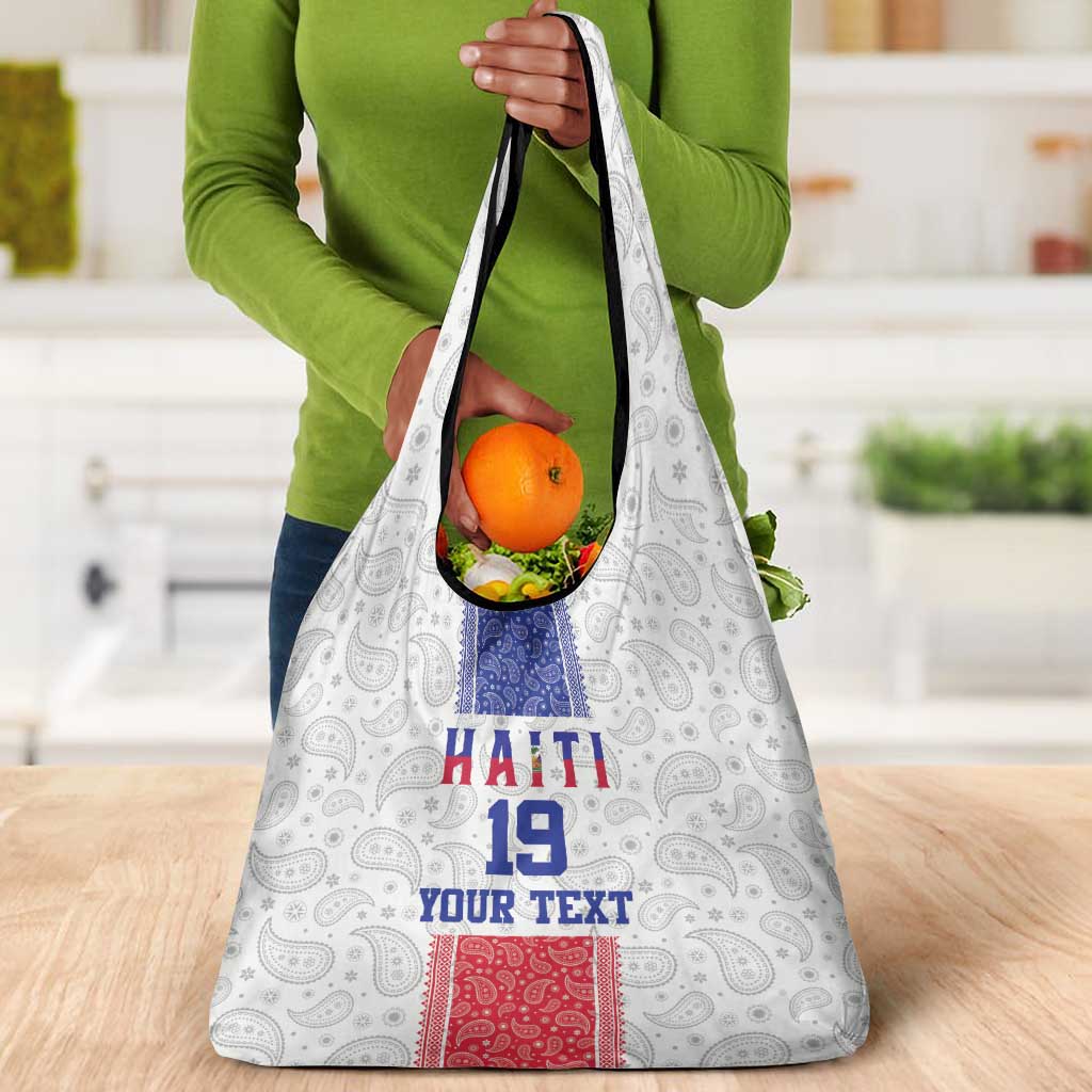 Custom Afro-Haitians Football Grocery Bag Paisley Flag Pattern Design - African Pride