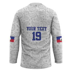 Custom Afro-Haitians Football Hockey Jersey Paisley Flag Pattern Design