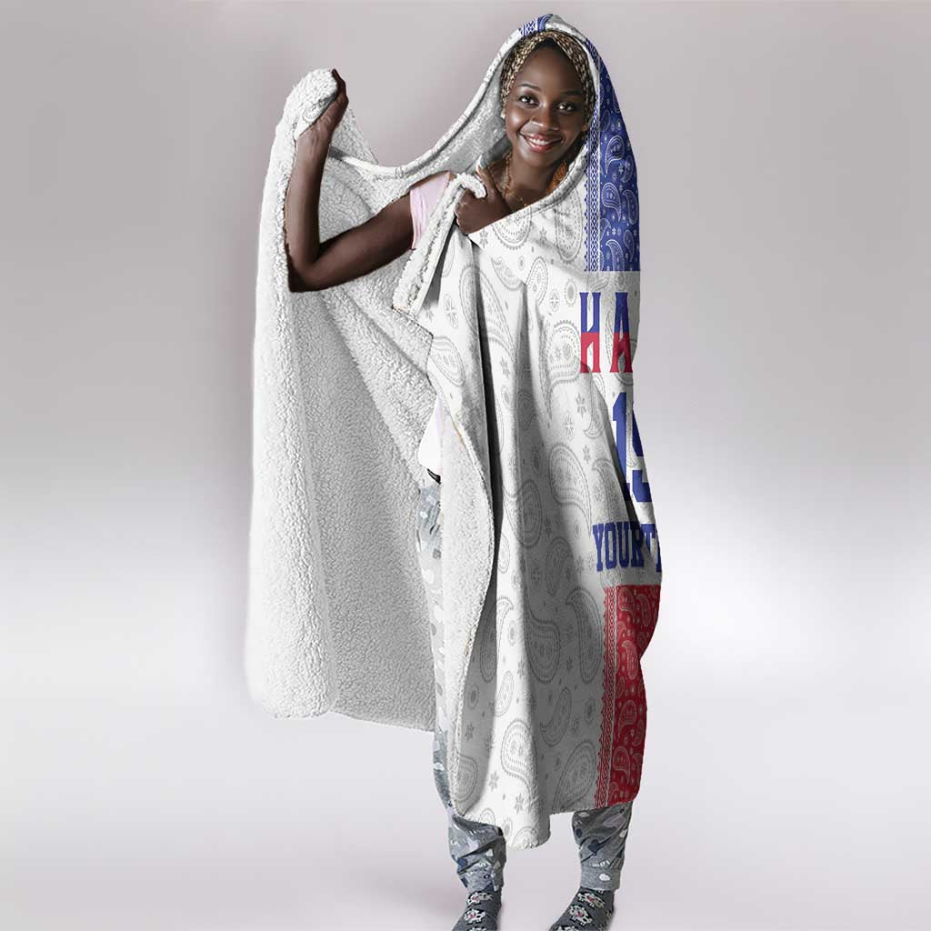 Custom Afro-Haitians Football Hooded Blanket Paisley Flag Pattern Design - African Pride