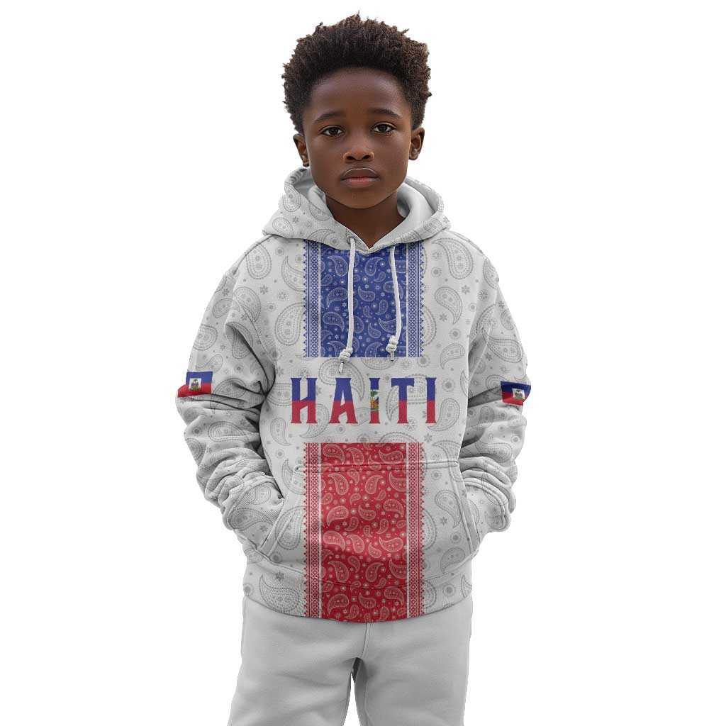 Custom Afro-Haitians Football Kid Hoodie Paisley Flag Pattern Design - African Pride