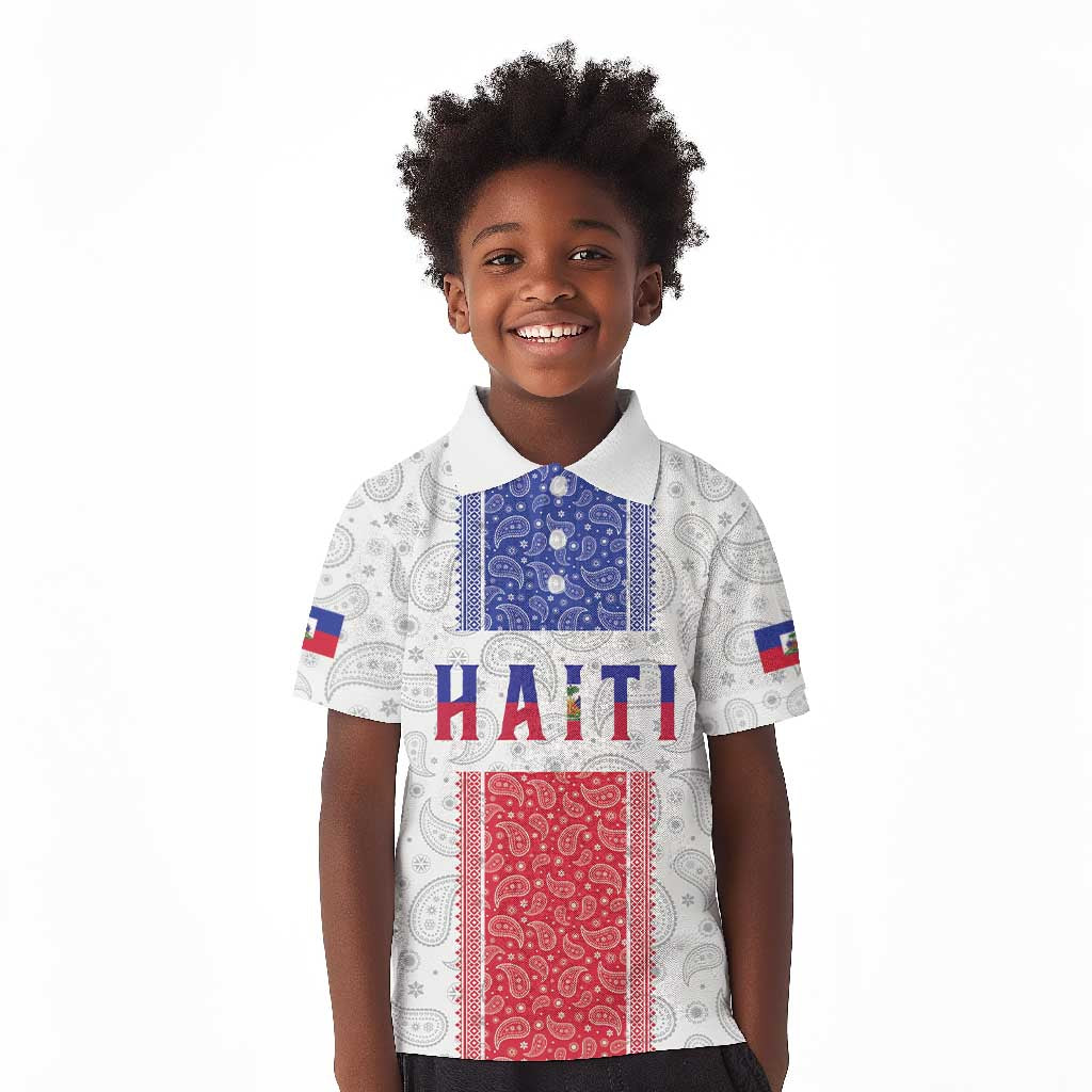 Custom Afro-Haitians Football Kid Polo Shirt Paisley Flag Pattern Design LT19