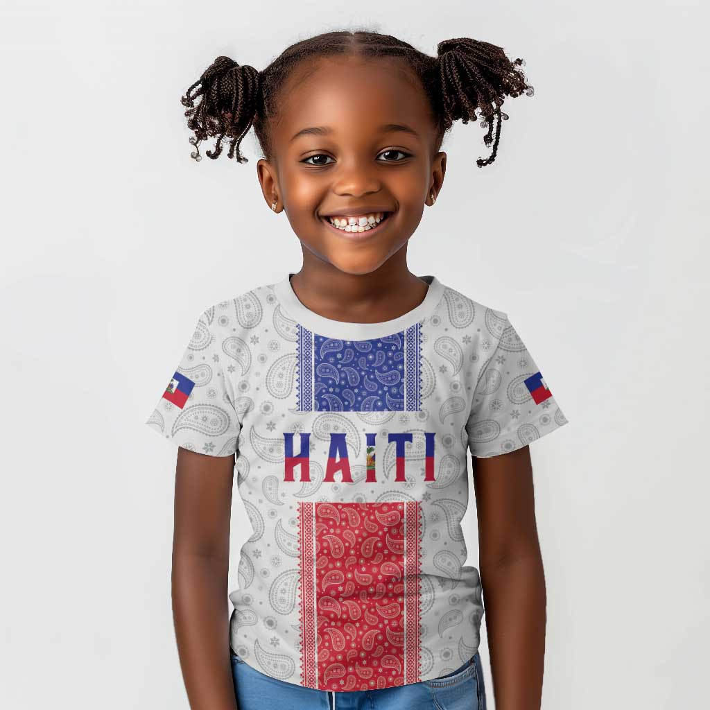 Custom Afro-Haitians Football Kid T shirt Paisley Flag Pattern Design LT19