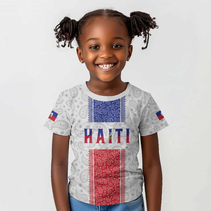 Custom Afro-Haitians Football Kid T shirt Paisley Flag Pattern Design LT19
