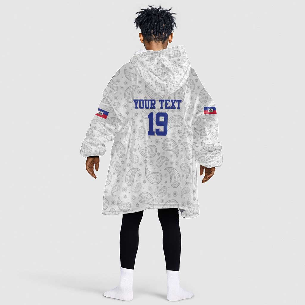 Custom Afro-Haitians Football Kid Wearable Blanket Hoodie Paisley Flag Pattern Design - African Pride