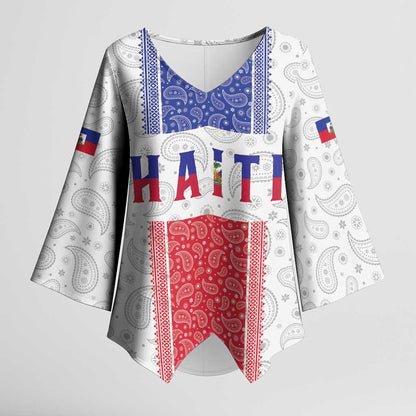 Custom Afro-Haitians Football Kimono Sleeve Blouse Paisley Flag Pattern Design