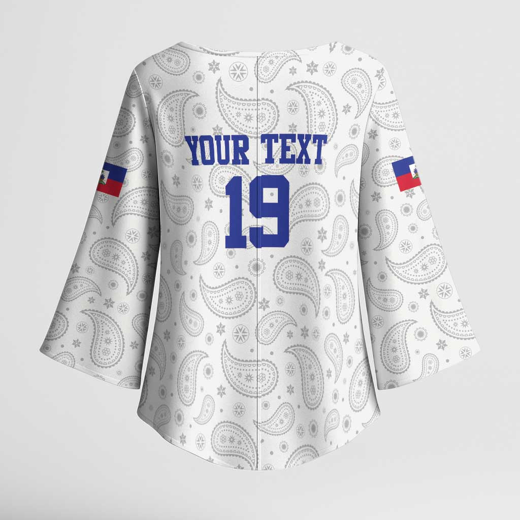 Custom Afro-Haitians Football Kimono Sleeve Blouse Paisley Flag Pattern Design
