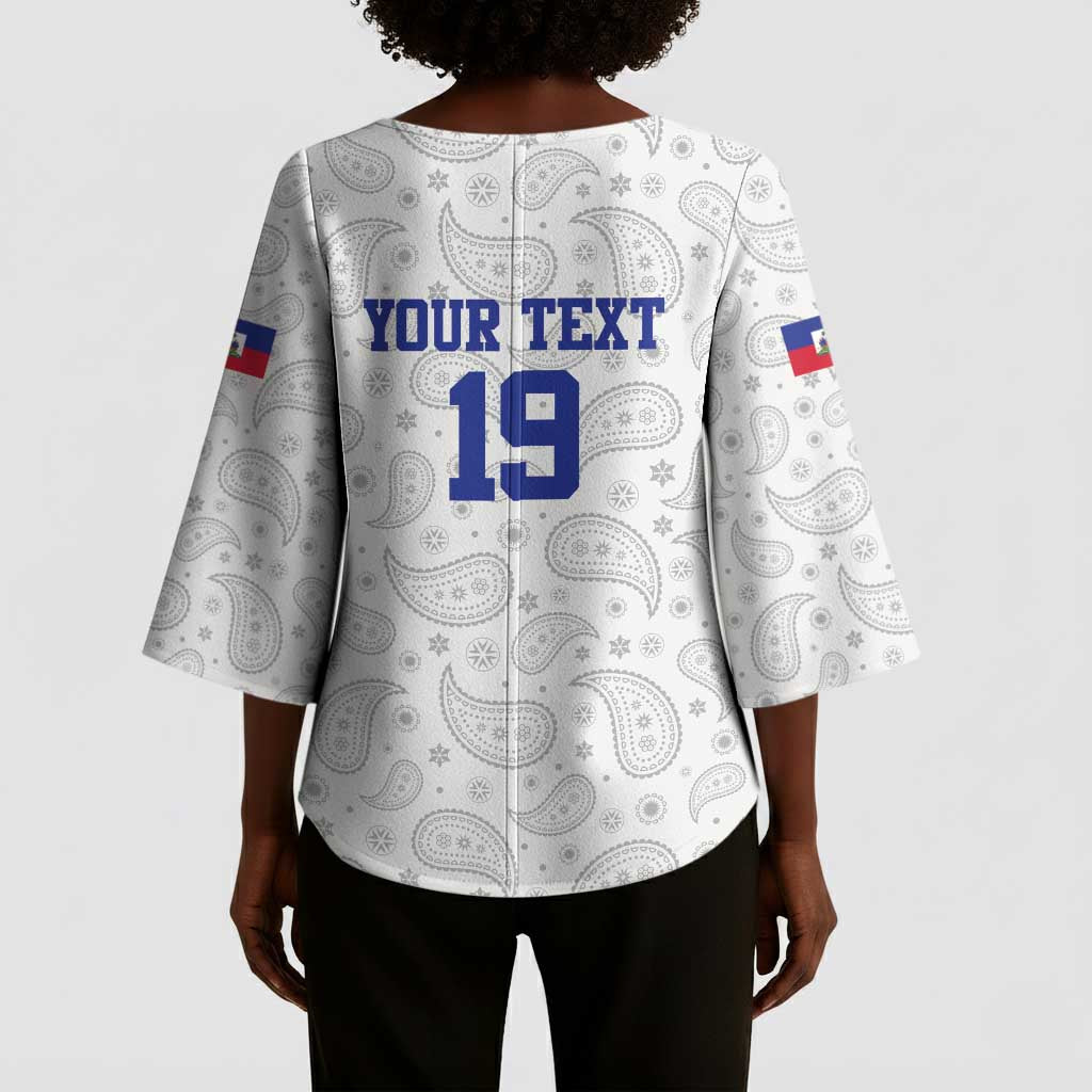 Custom Afro-Haitians Football Kimono Sleeve Blouse Paisley Flag Pattern Design