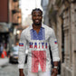 Custom Afro-Haitians Football Long Sleeve Button Shirt Paisley Flag Pattern Design - African Pride