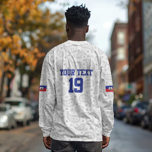 Custom Afro-Haitians Football Long Sleeve Shirt Paisley Flag Pattern Design - African Pride