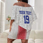 Custom Afro-Haitians Football Off Shoulder Short Dress Paisley Flag Pattern Design - African Pride