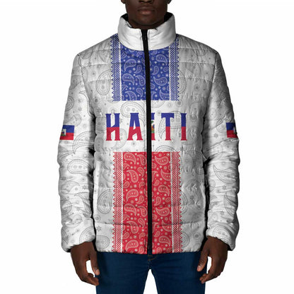 Custom Afro-Haitians Football Padded Jacket Paisley Flag Pattern Design