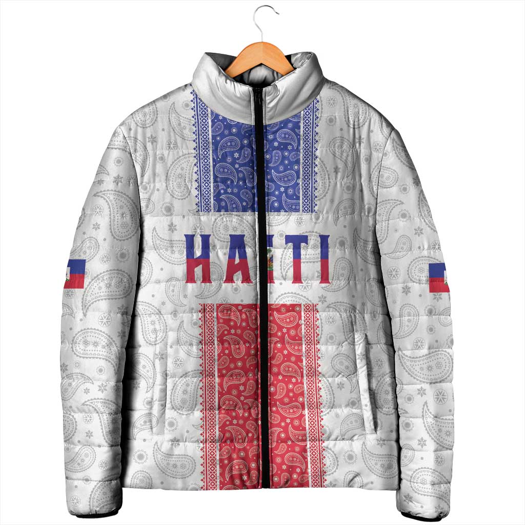 Custom Afro-Haitians Football Padded Jacket Paisley Flag Pattern Design