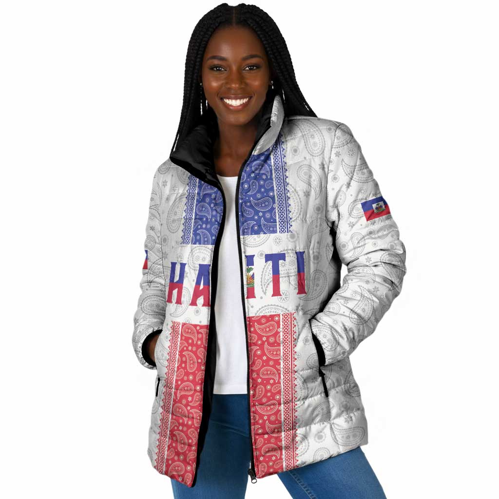 Custom Afro-Haitians Football Padded Jacket Paisley Flag Pattern Design