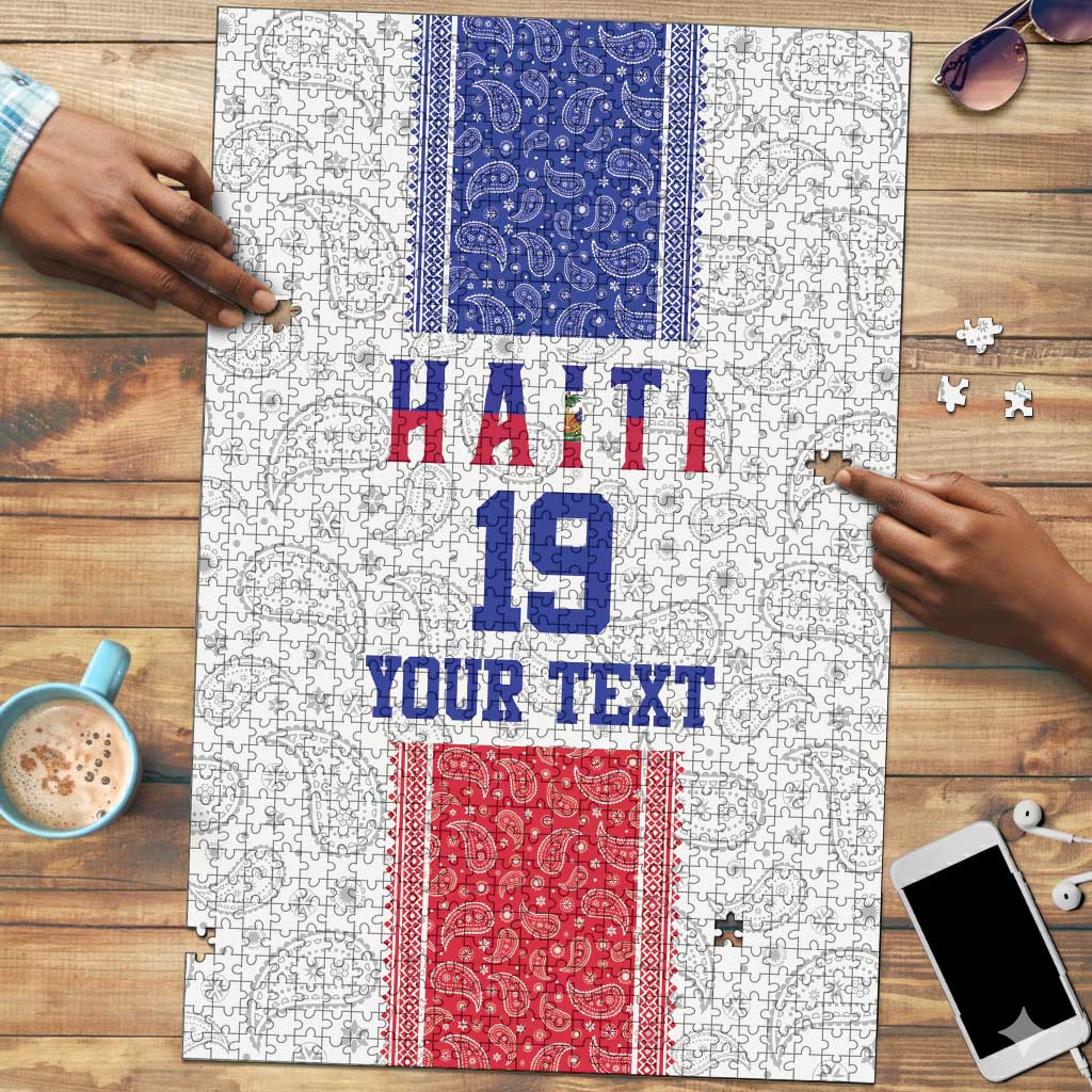 Custom Afro-Haitians Football Puzzle Paisley Flag Pattern Design