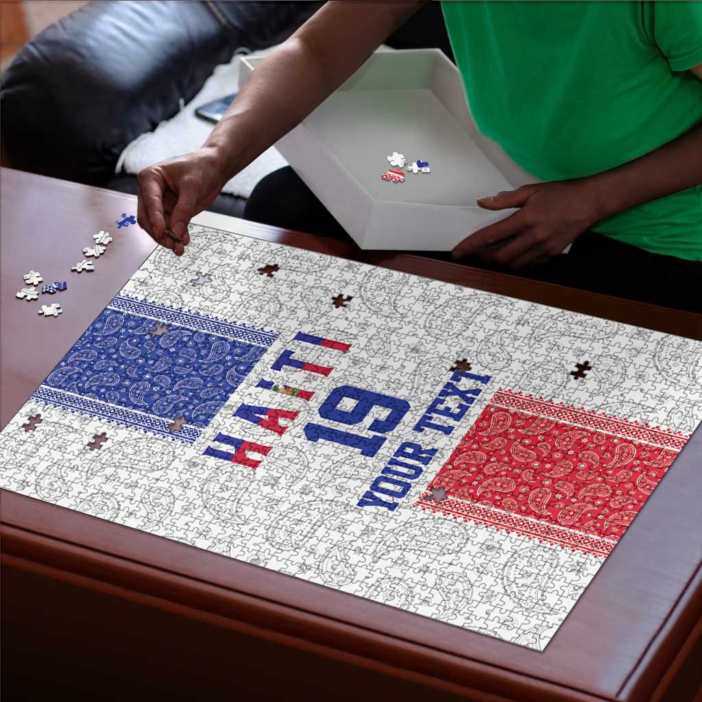Custom Afro-Haitians Football Puzzle Paisley Flag Pattern Design