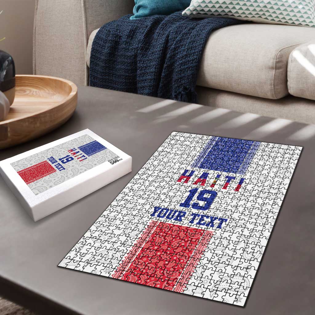 Custom Afro-Haitians Football Puzzle Paisley Flag Pattern Design