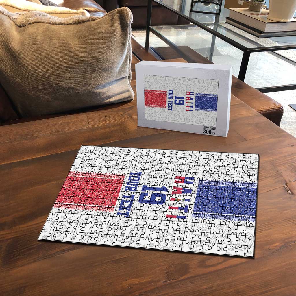 Custom Afro-Haitians Football Puzzle Paisley Flag Pattern Design