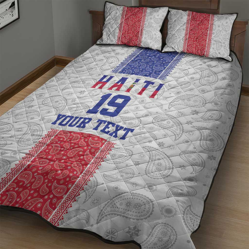 Custom Afro-Haitians Football Quilt Bed Set Paisley Flag Pattern Design - African Pride