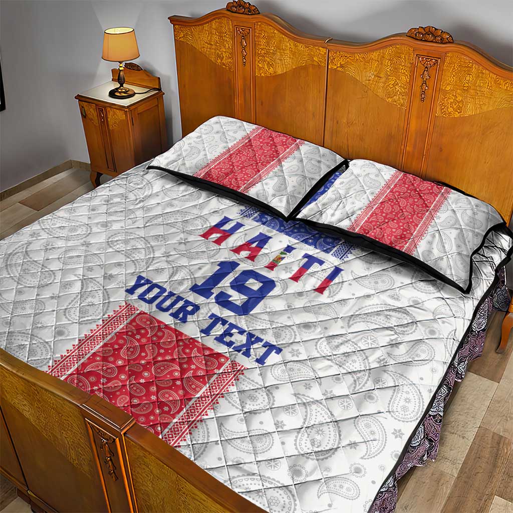 Custom Afro-Haitians Football Quilt Bed Set Paisley Flag Pattern Design - African Pride
