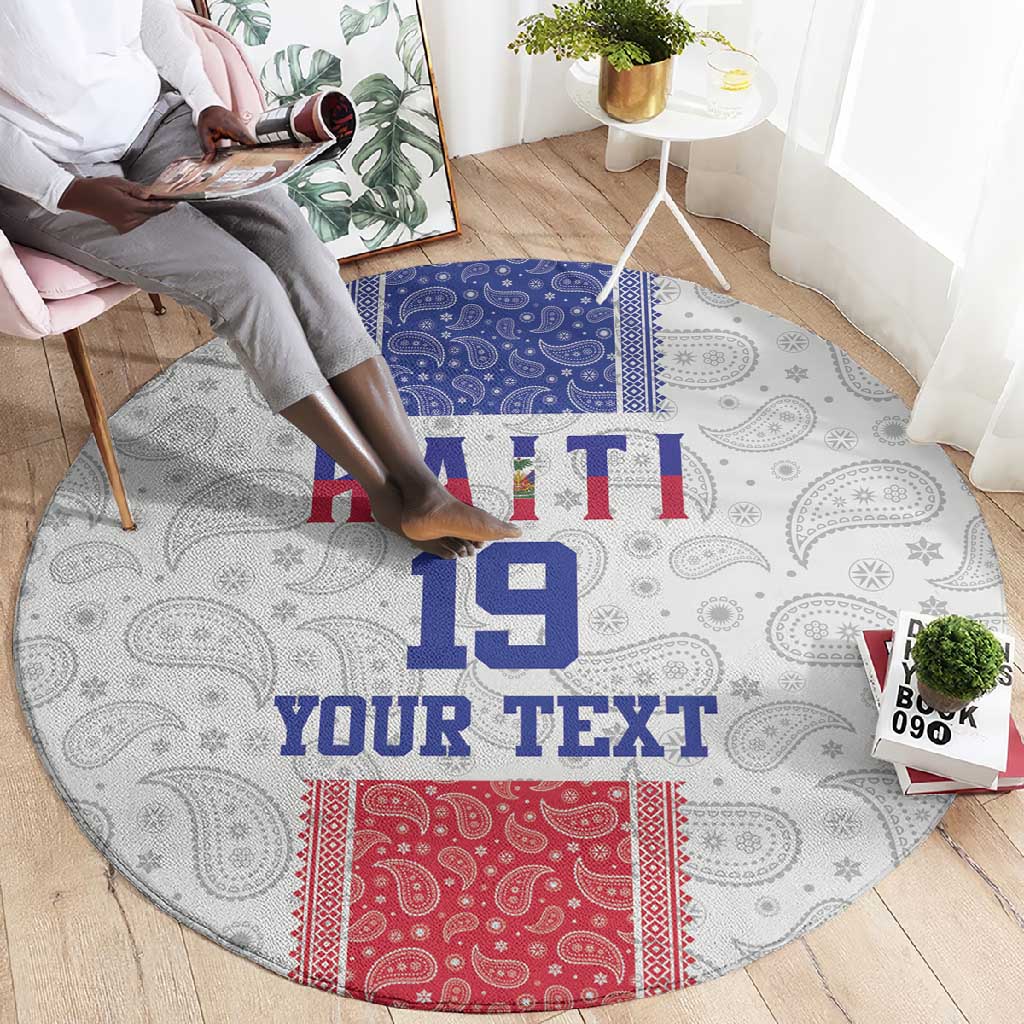 Custom Afro-Haitians Football Round Carpet Paisley Flag Pattern Design - African Pride