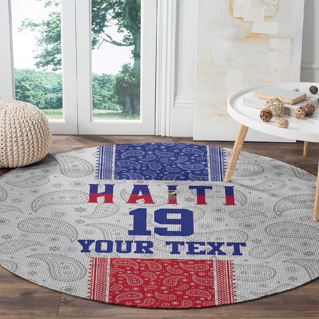 Custom Afro-Haitians Football Round Carpet Paisley Flag Pattern Design - African Pride